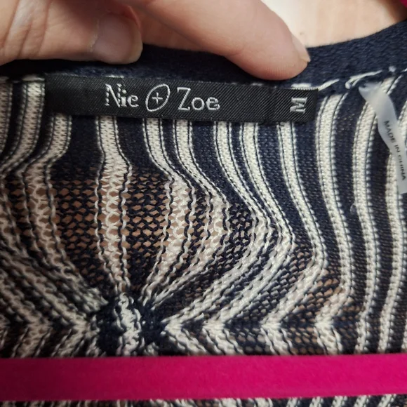 NIC+ZOE Black and White Striped Cardigan - Picture 2 of 3